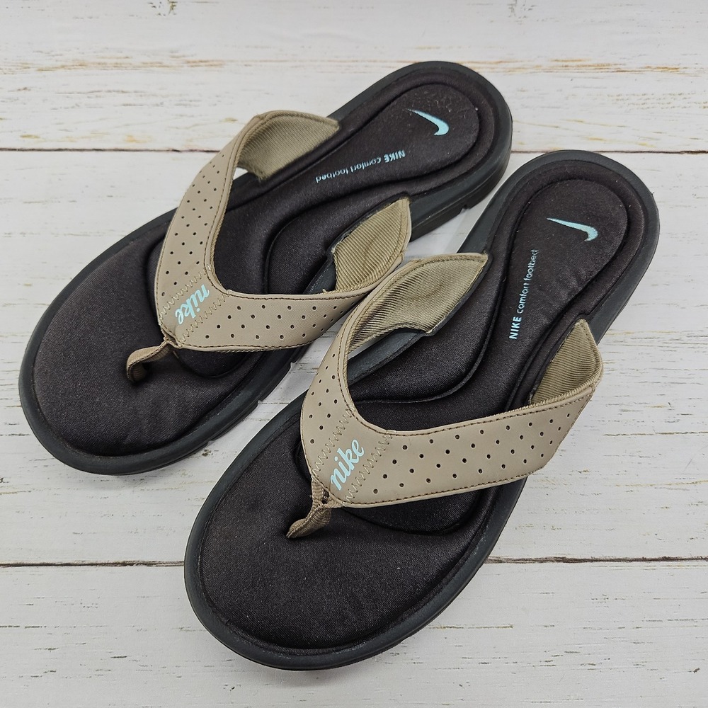 Nike Comfort Footbed Womens Size 9 Tan Brown Thong Flip Flops Sandals Athletic